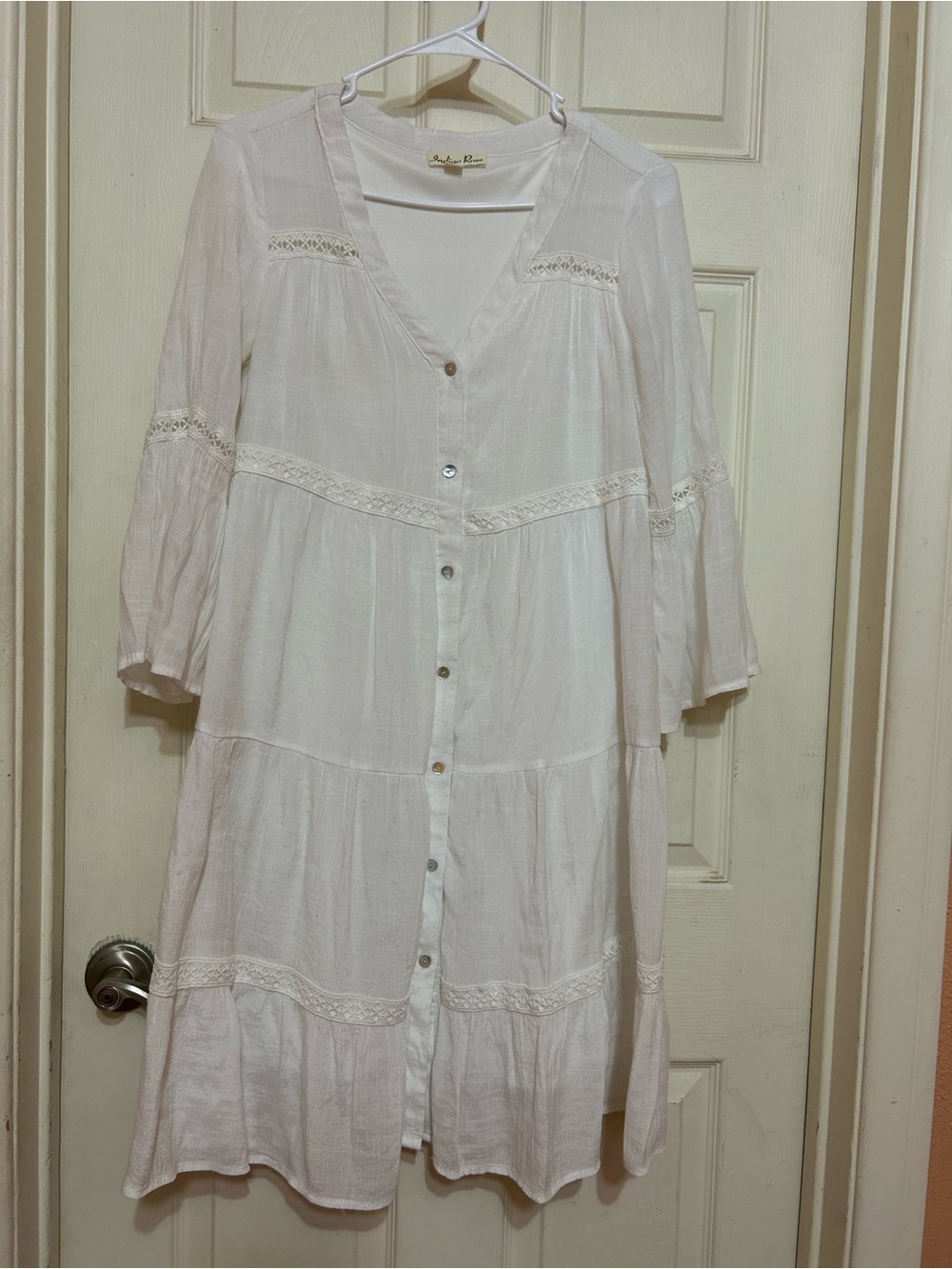 Indigo rose white dress beach bohemian boho M
